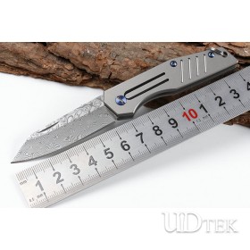 Mini Whale Sand keychain folding Damascus steel knife UD405264